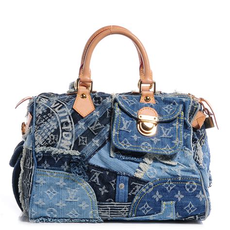 louis vuitton denim patchwork bag